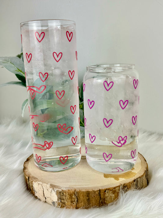 Color Changing Hearts  Glass Can Tumbler