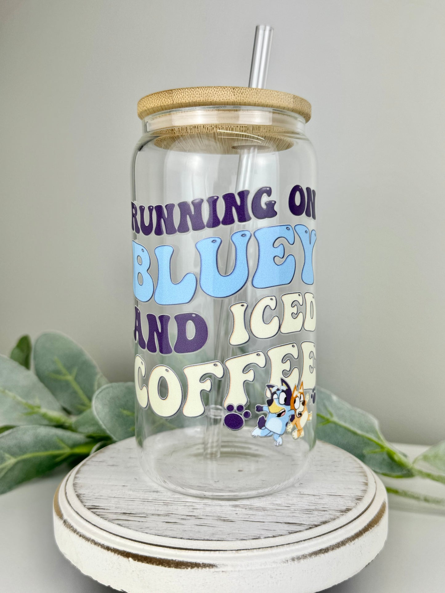 Blue Dog 16oz Glass Can Tumbler