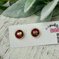 Red w/ Gold Heart Resin Stud Earrings (18K Gold Plated Post)