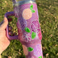 Hand Painted Purple Floral 40oz Stainless Steel Tumbler