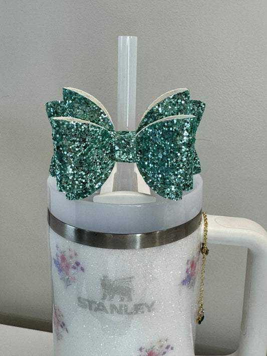 Tumbler Bow Glitter Straw Topper