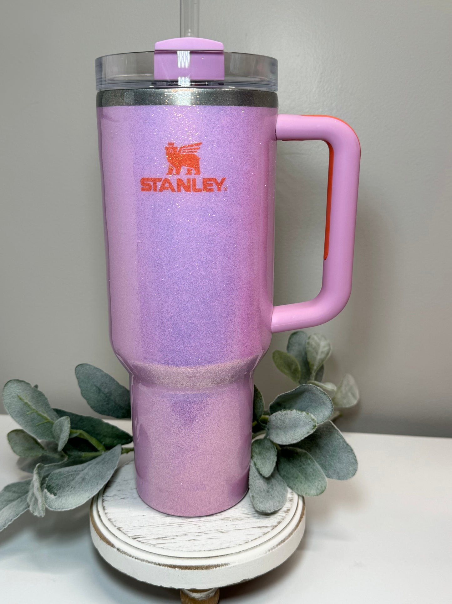 Custom Glittered Amethyst 40oz Stainless Steel Stanley Tumbler