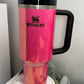 Glittered Electric Pink 40oz Stainless Steel Stanley Tumbler