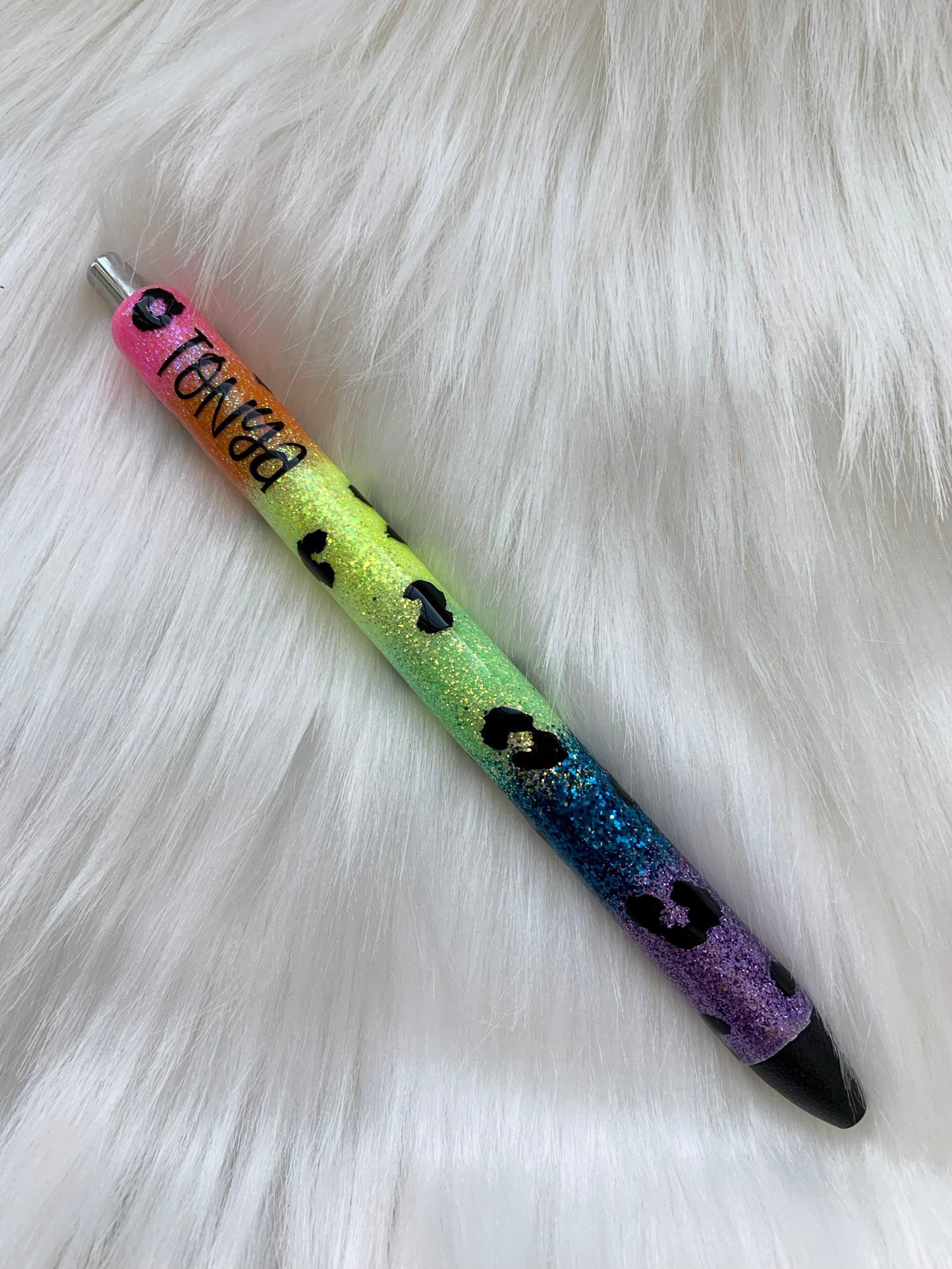 Rainbow Leopard Personalized Glitter Pen