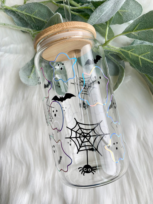 Cute Ghosts 16oz Glass Can Tumbler