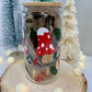 Mushroom Christmas Tree 16oz Glass Can Tumbler