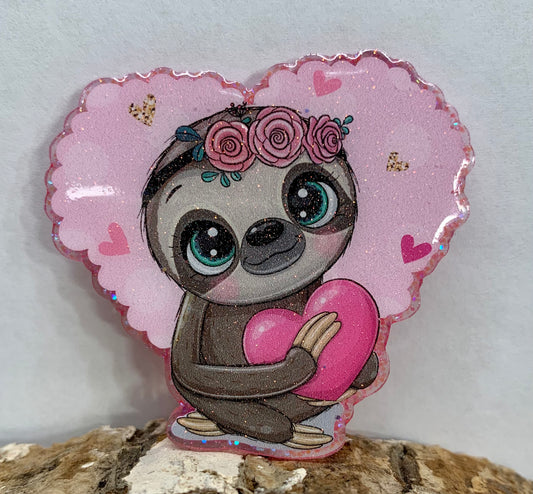 Valentine Sloth Badge Topper (Acrylic Only!)