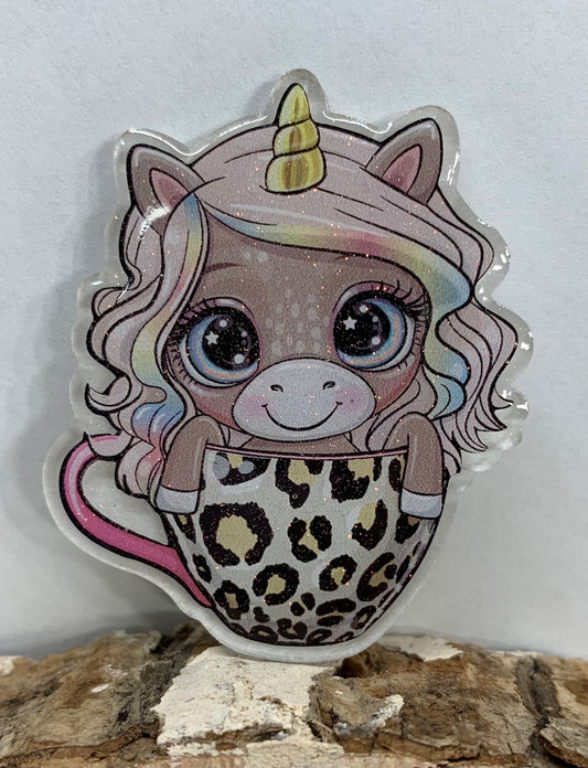 Unicorn Coffee Cup Badge Topper (Acrylic Only!)