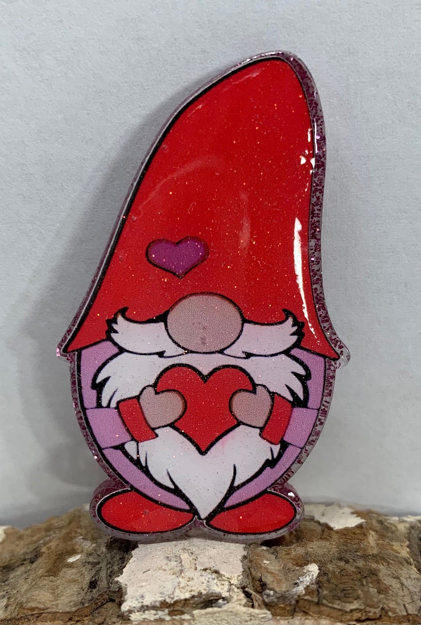Red 2 Valentine Gnome Badge Topper (Acrylic Only!)
