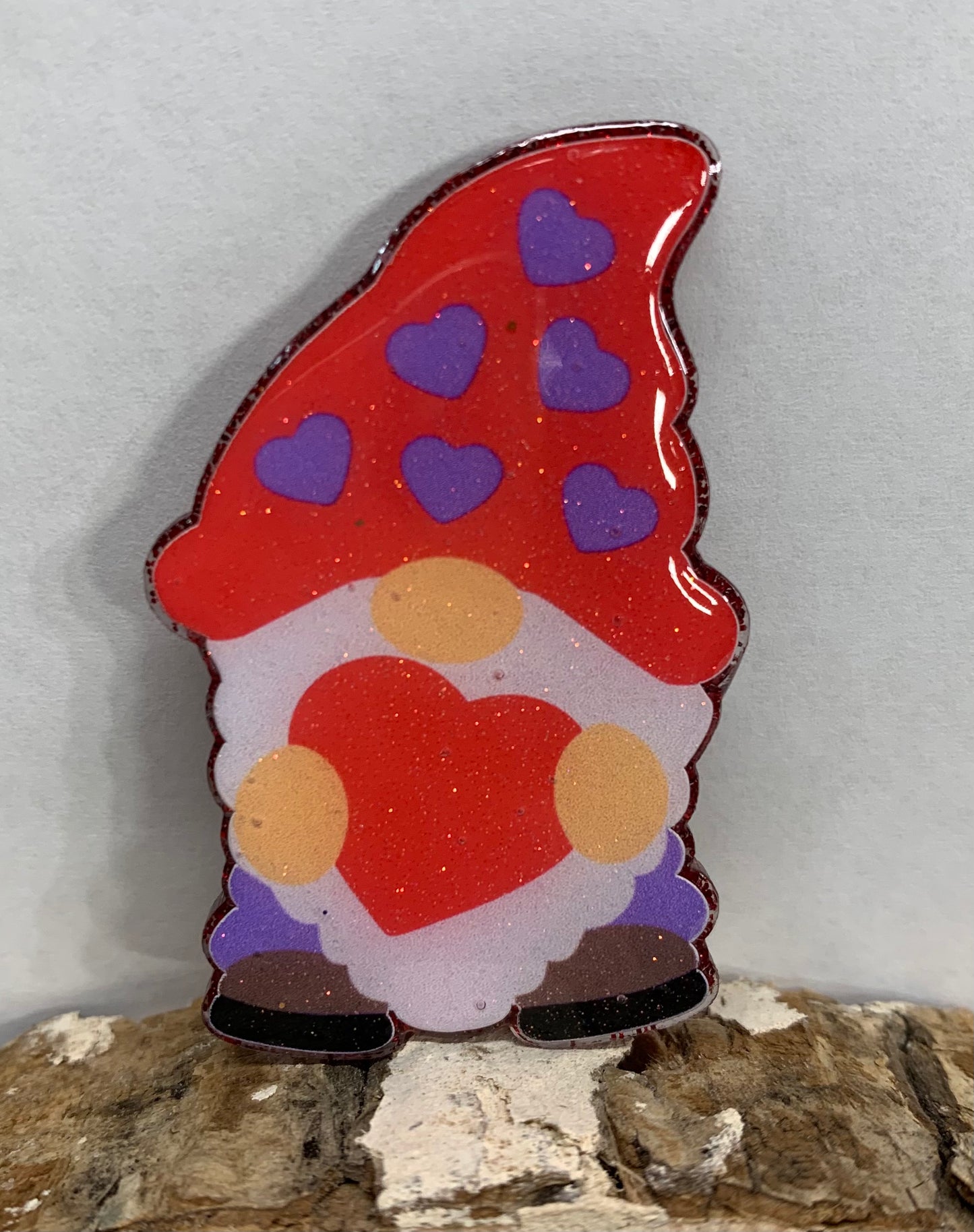 Red Valentine Gnome Badge Topper (Acrylic Only!)