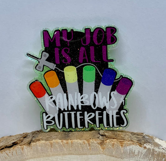 Rainbows & Butterflies Badge Topper (Acrylic Only!)